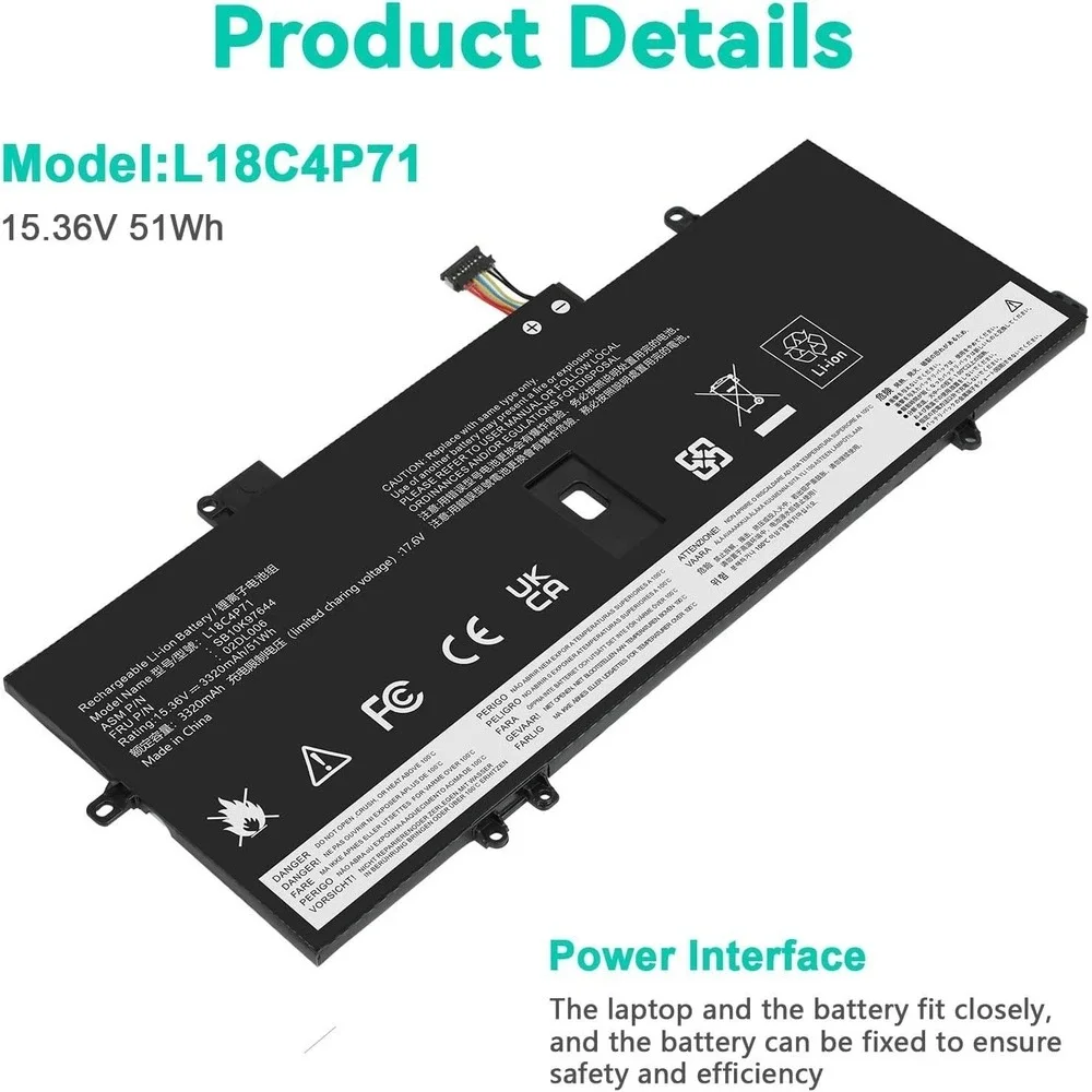 Replacement‎ Battery for Lenovo X1 Carbon 7/8 Gen Yoga 4/5 – L18C4P71 L18M4P72
